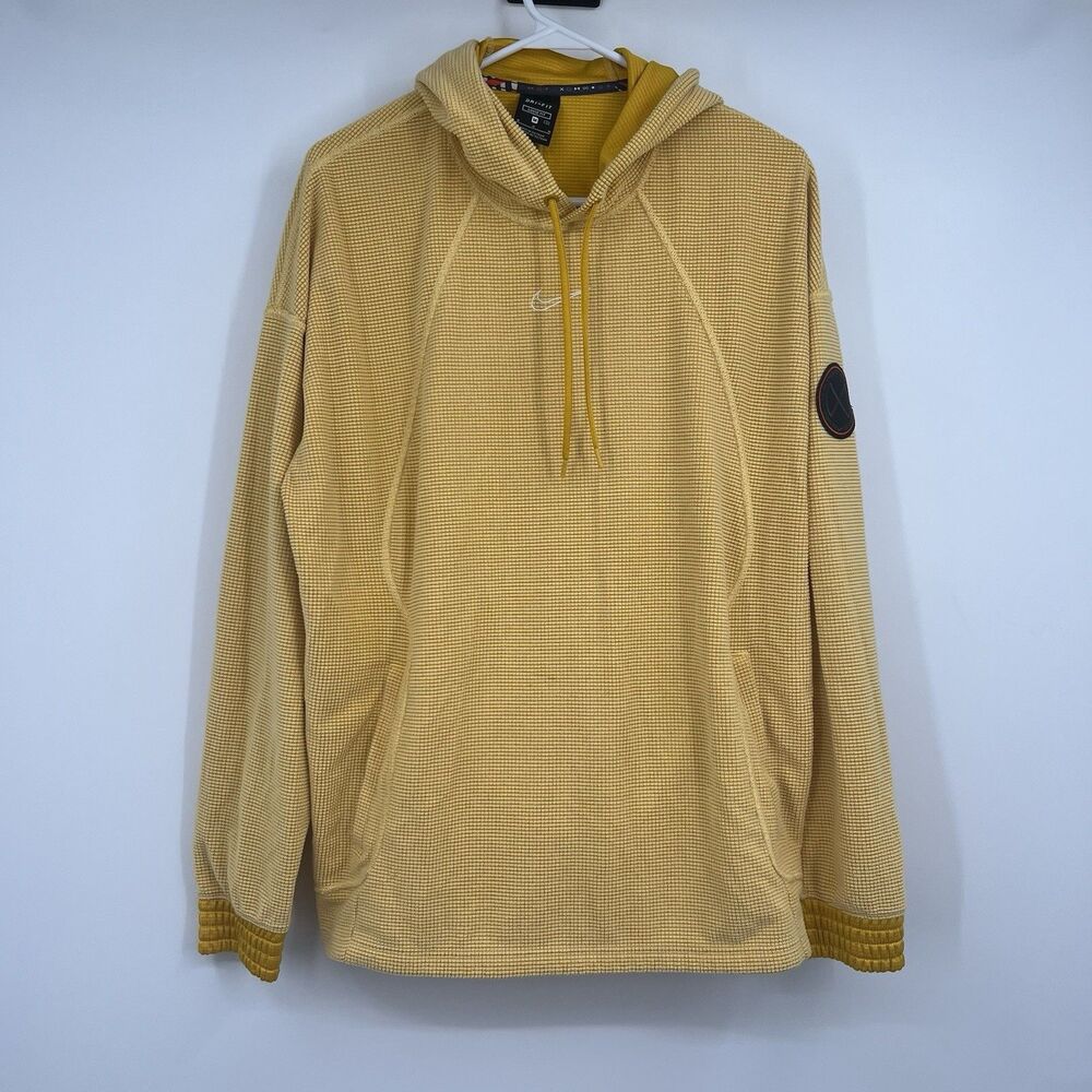 Mens Nike Pullover Loose Fit Hoodie M Yellow CU4997-743 Waffle Knit Athletic